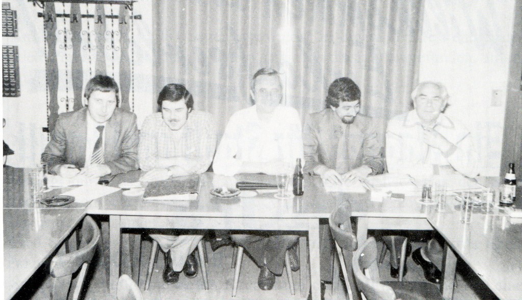 Der geschäftsführende Vorstand in der Session 1981/1982: Toni Theisen, Franz-Josef Auer, Heinz Naeven, Willy Thelen und Jean Decker (v.l.)